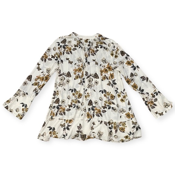 Free People Pebble Crepe So Fine Smocked Tunic Top in Ivory Combo - Size M - Picture 4 of 13